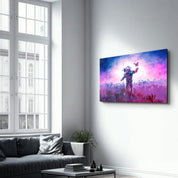 Astronaut With Butterfly | Glass Wall Art - Artdesigna