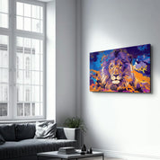 The Lion In Colors | Glass Wall Art - Artdesigna