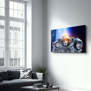 Dog&Cat With Space Suits | Glass Wall Art - Artdesigna