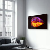 Neon Lip | Glass Wall Art - Artdesigna