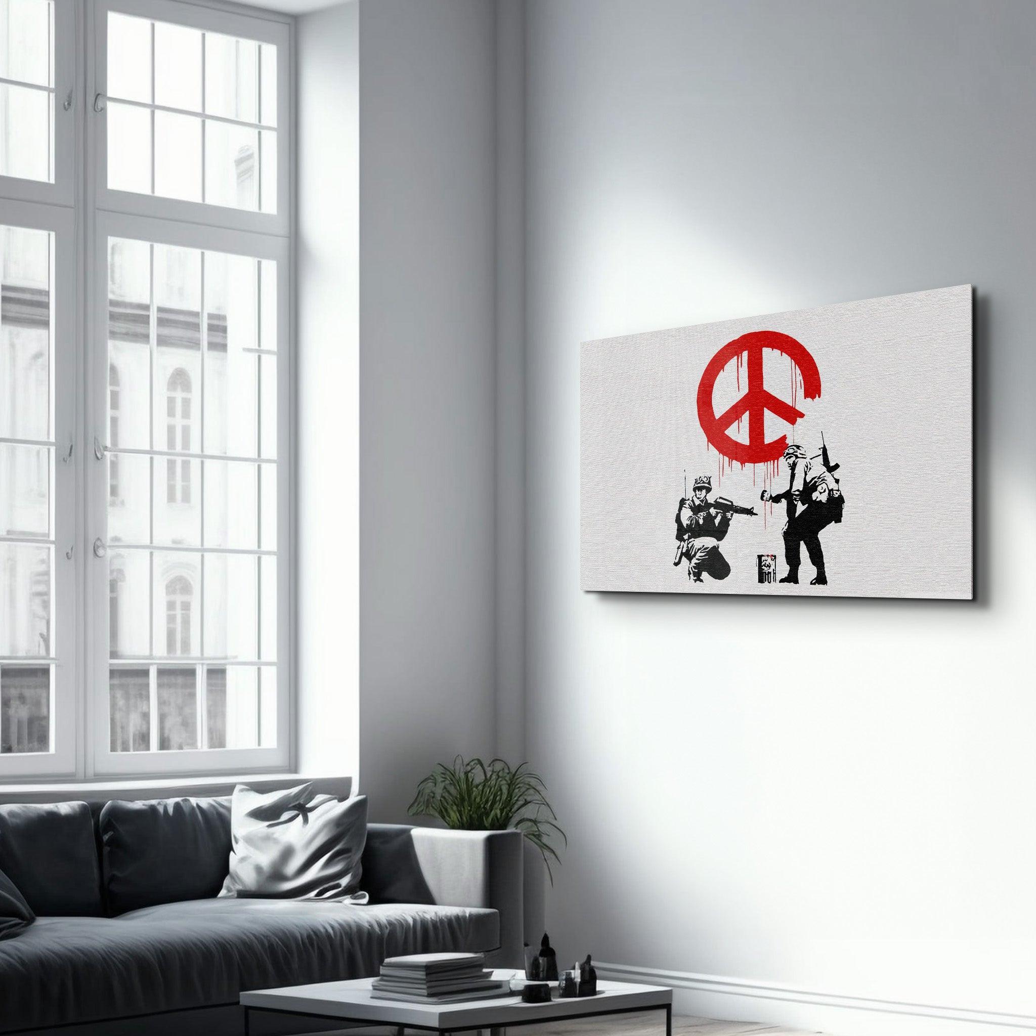 Banksy - Anti-War | Glass Wall Art - Artdesigna