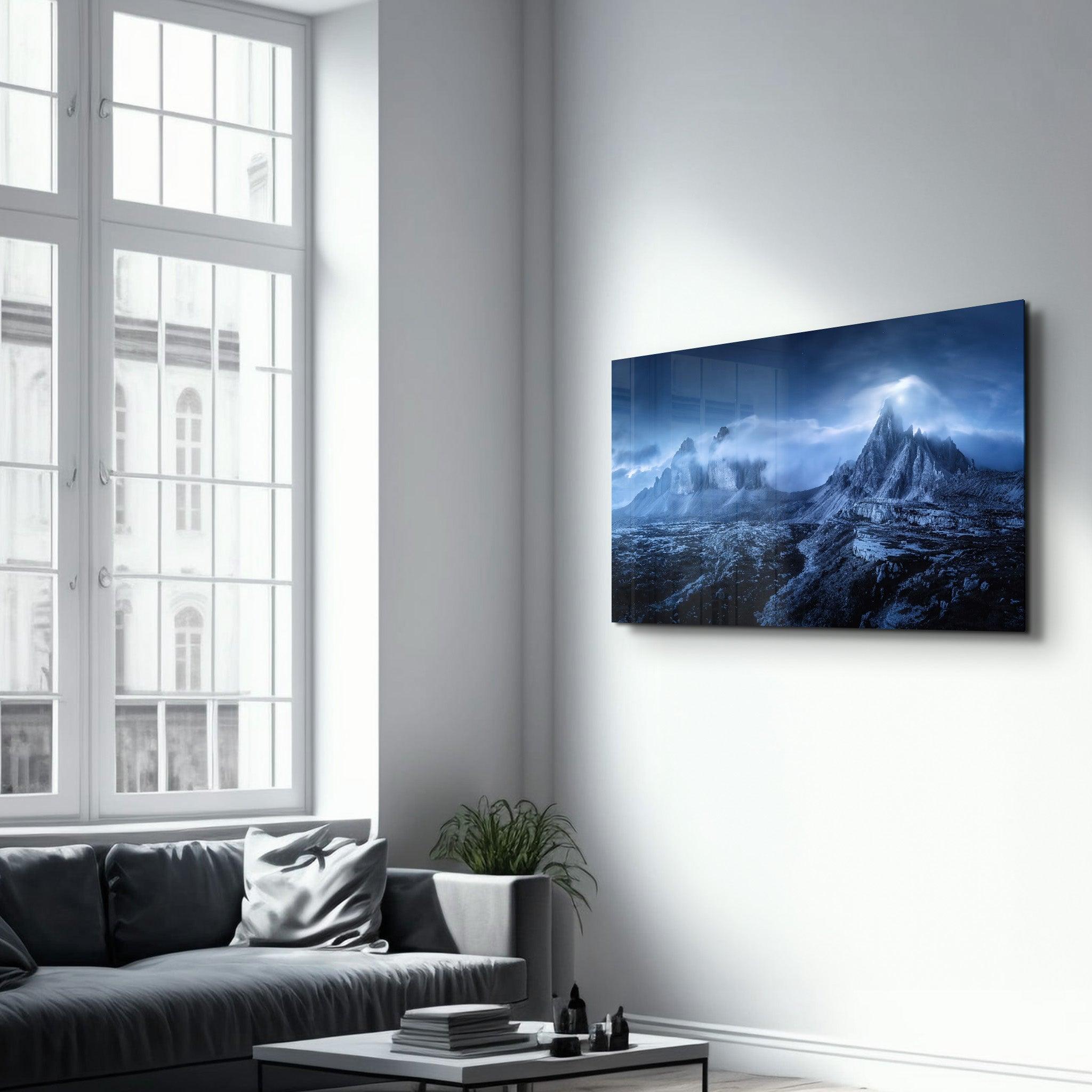 Foggy Mountains | GLASS WALL ART - Artdesigna