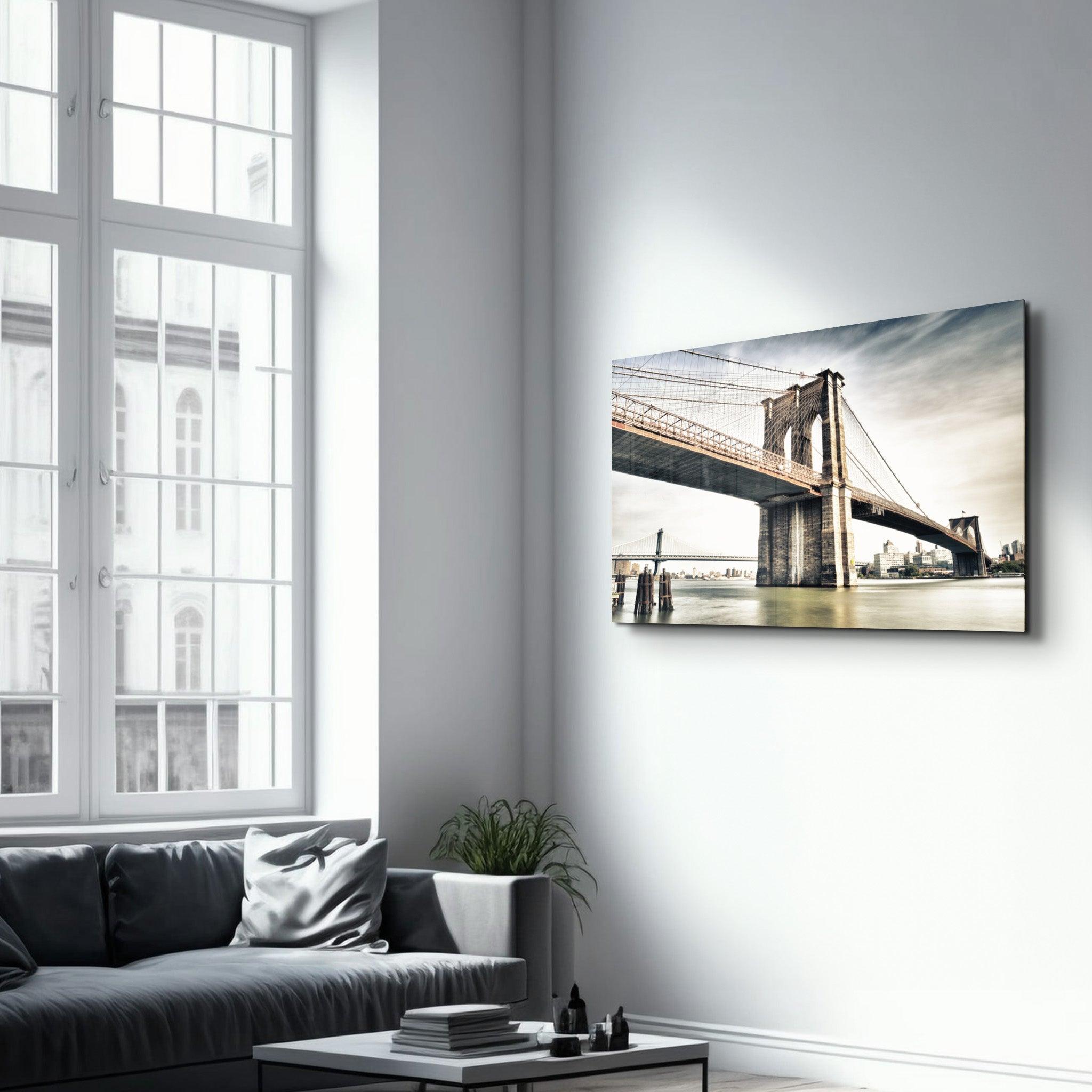 Bridge to the City | Glass Wall Art - Artdesigna