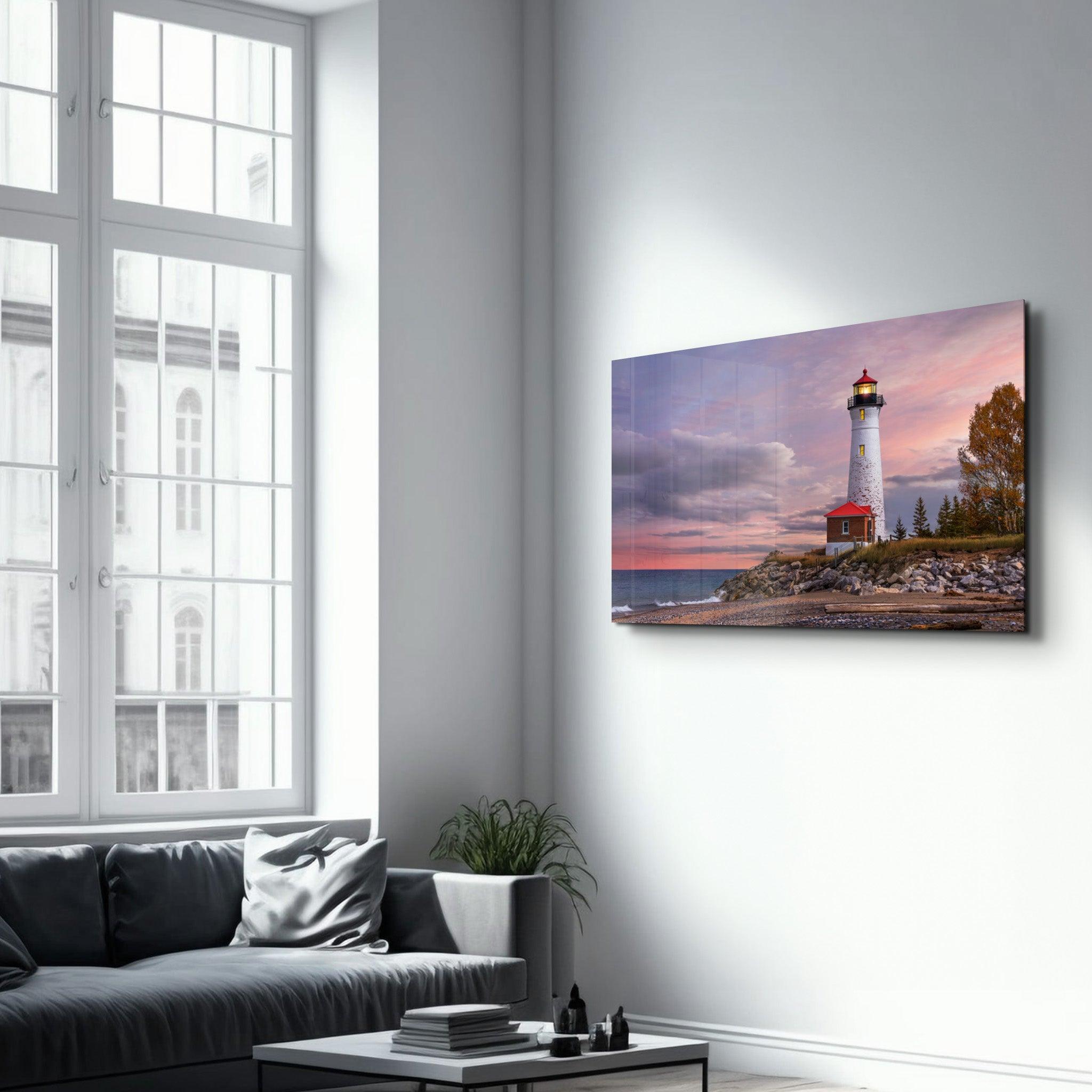 Lighthouse | Glass Wall Art - Artdesigna