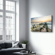 Pier Ruin | Glass Wall Art - Artdesigna