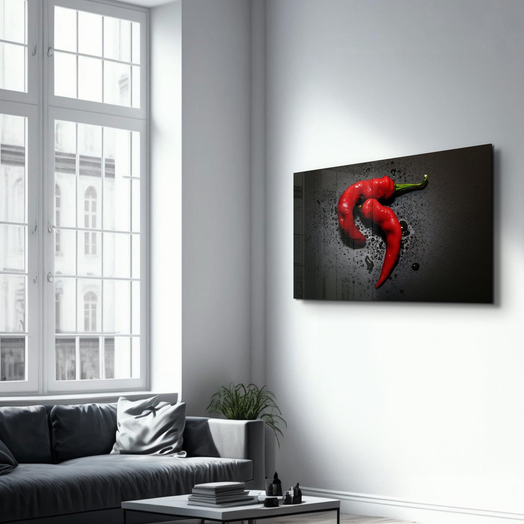 Red Pepper | Glass Wall Art - Artdesigna