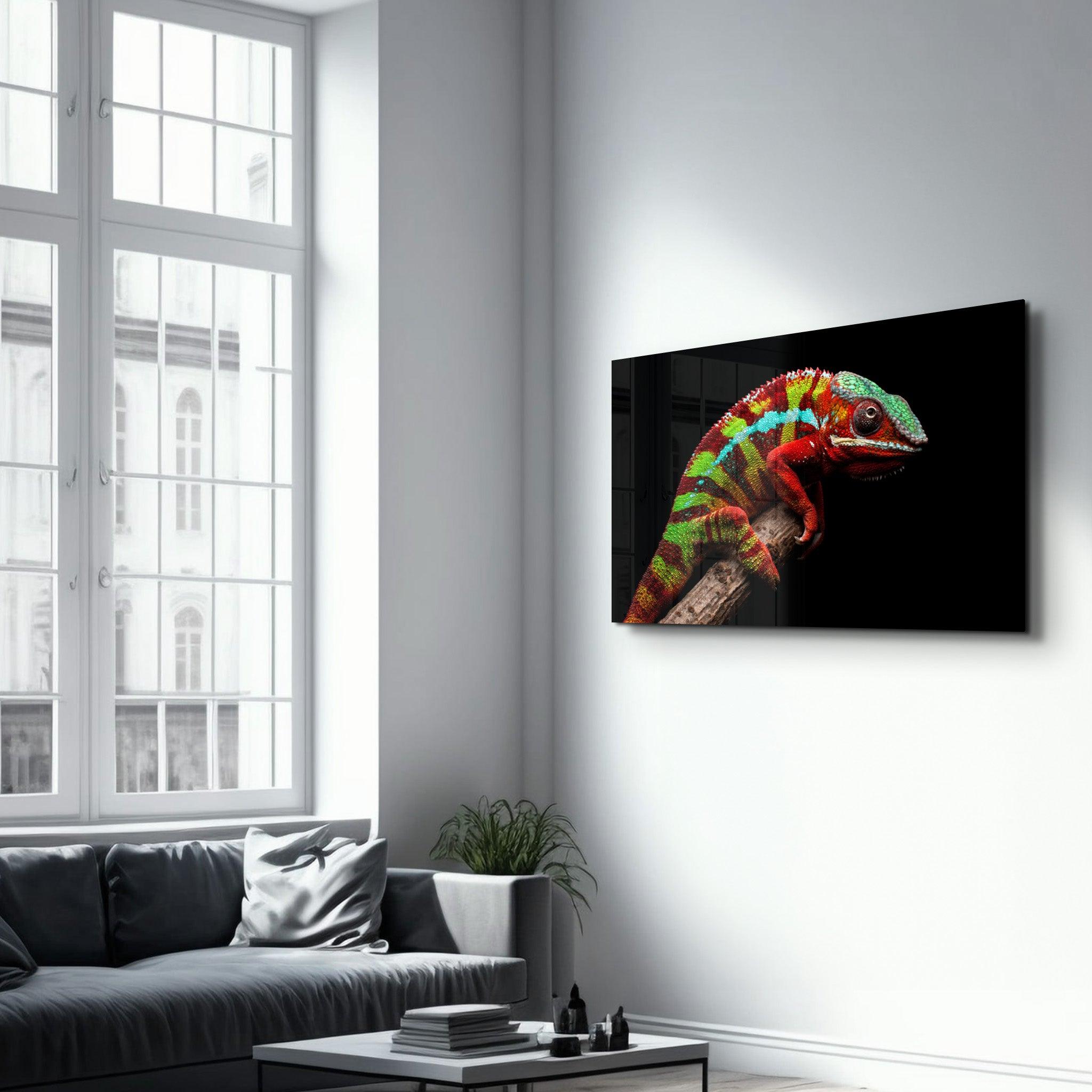 Chameleon | Glass Wall Art - Artdesigna