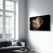 Leopard’s Silent Vigil | Glass Wall Art - Artdesigna