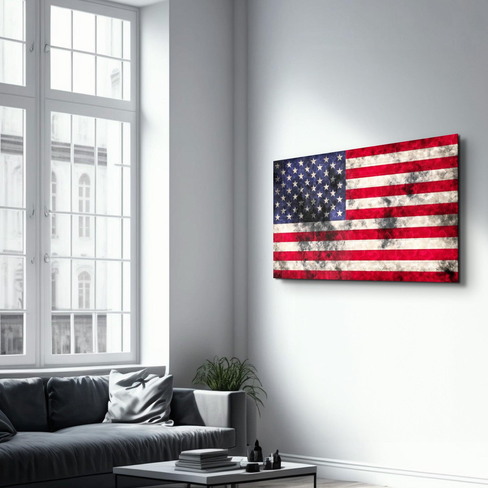 Flag of the U.S. | Glass Wall Art - Artdesigna