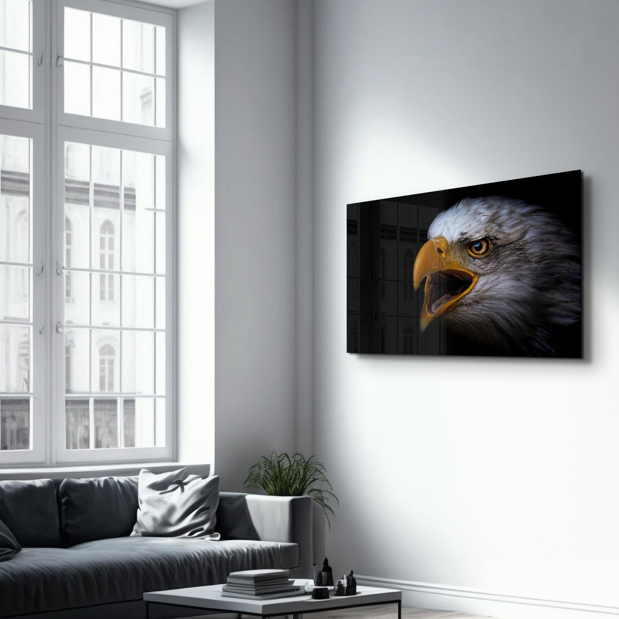 Eagle Scream | Glass Wall Art - Artdesigna