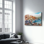 Coastal Town | Glass Wall Art - Artdesigna