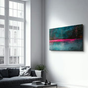 Pink Horizon Abstract | Glass Wall Art - Artdesigna