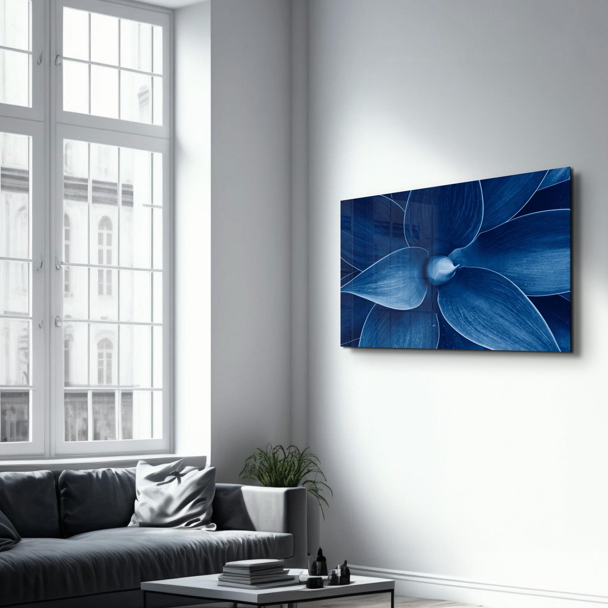 Natura Blue | Glass Wall Art - Artdesigna