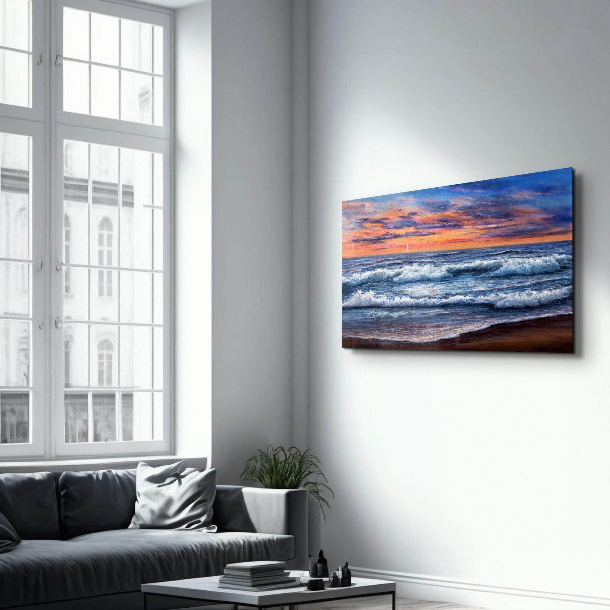 Waves | Glass Wall Art - Artdesigna