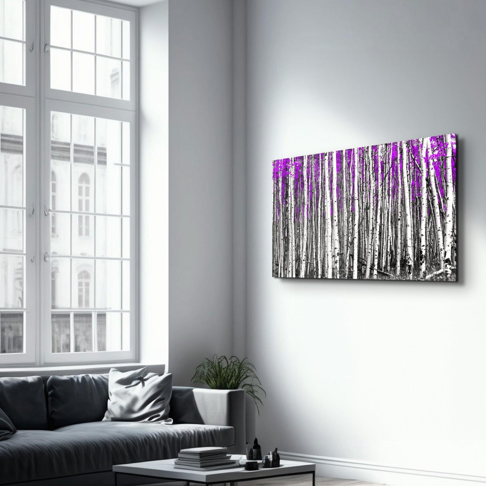 Abstract White Trees V3 | Glass Wall Art - Artdesigna