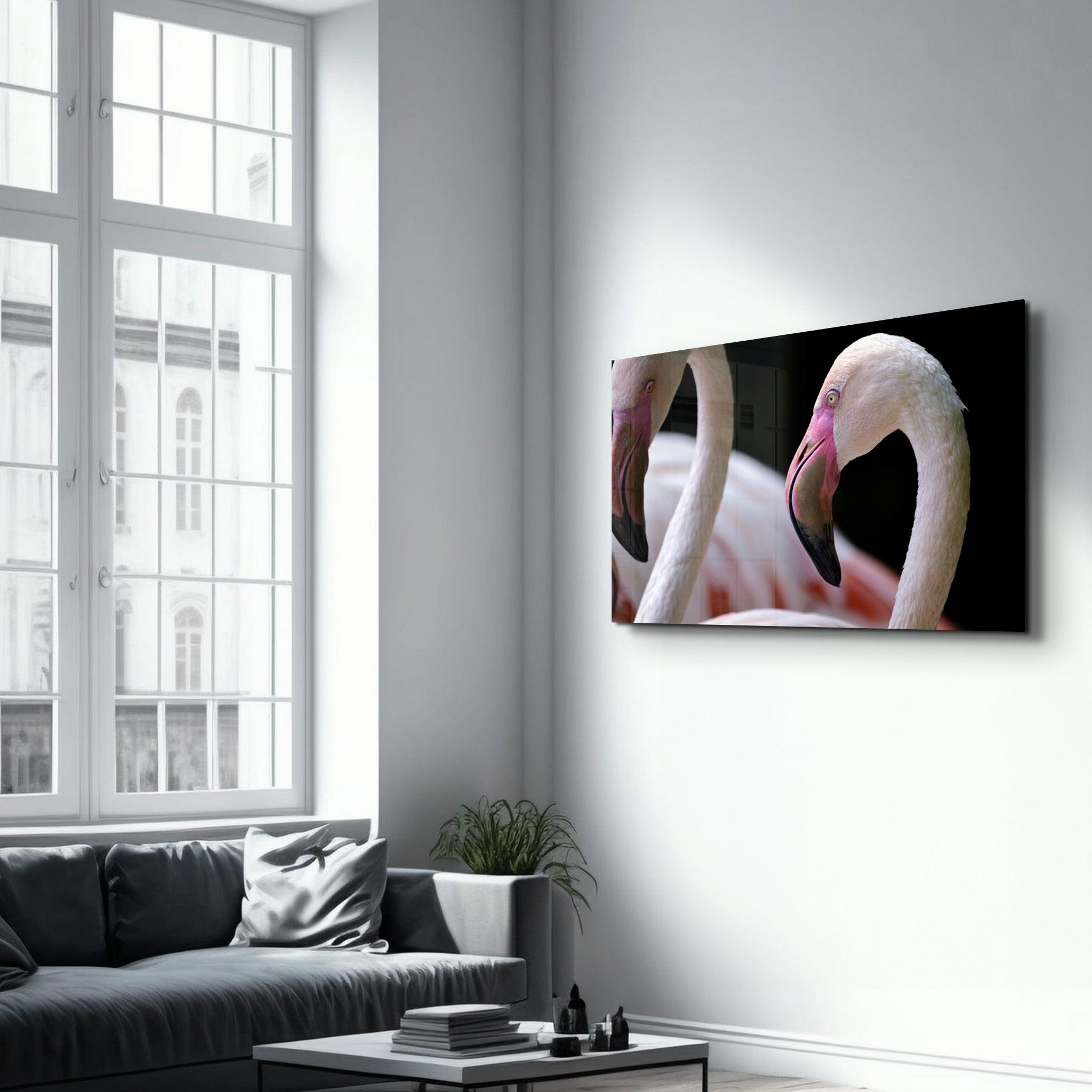 Flamingo V4 | Glass Wall Art - Artdesigna