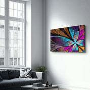 Neon Colored Leaves | Glass Wall Art - Artdesigna