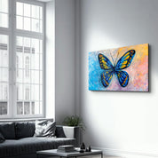 Twilight Wings: The Blue Monarch | Glass Wall Art - Artdesigna