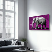 Elephant Purple | Glass Wall Art - Artdesigna