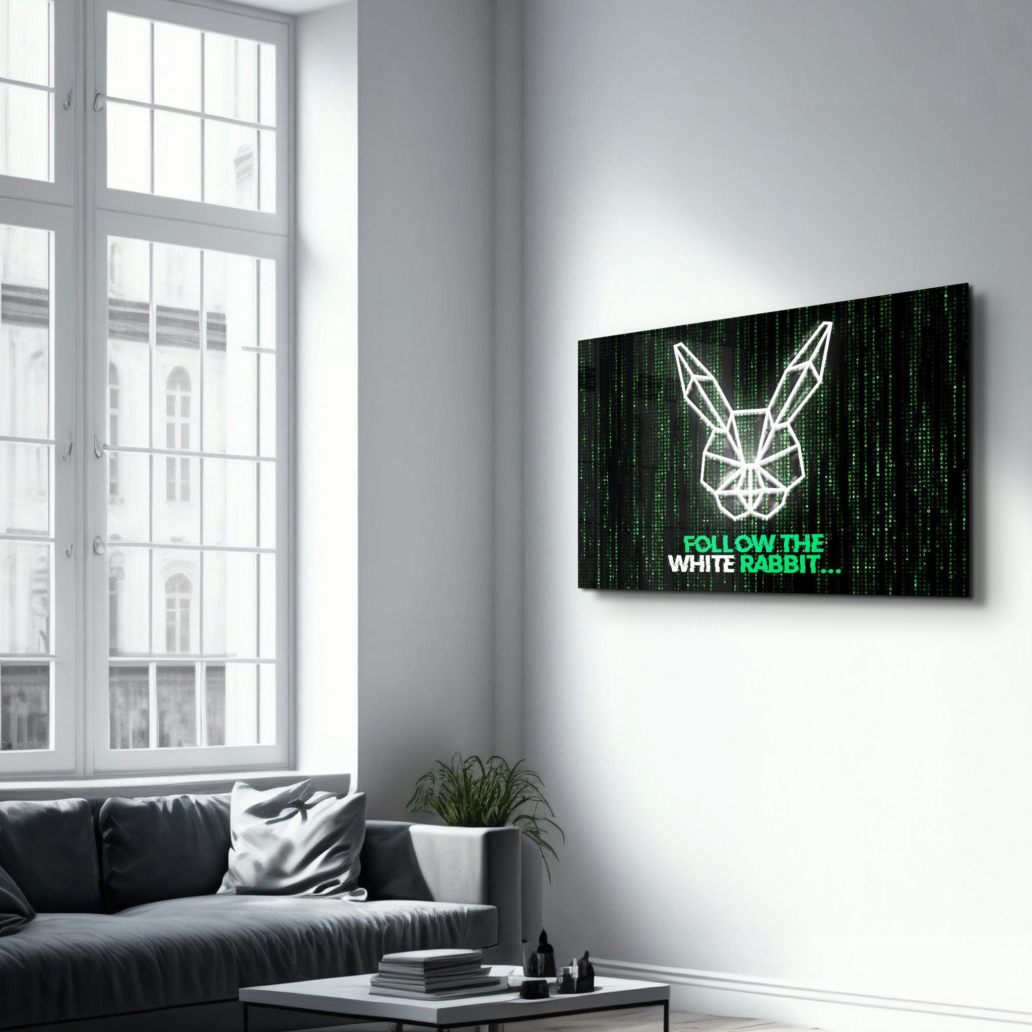 Follow the Rabbit | Glass Wall Art - Artdesigna