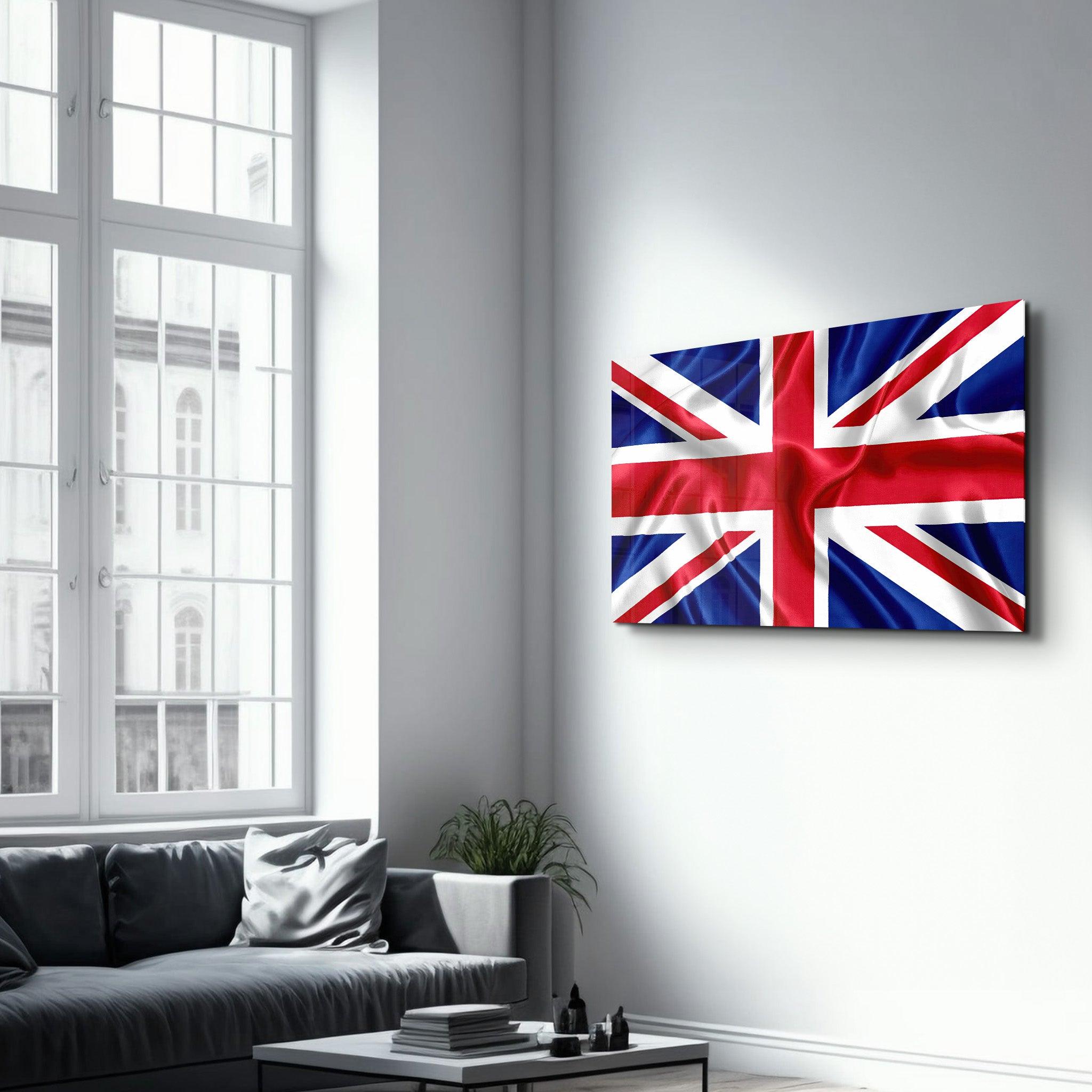 UK Flag | Glass Wall Art - Artdesigna