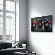 3 monkeys | Glass Wall Art - Artdesigna