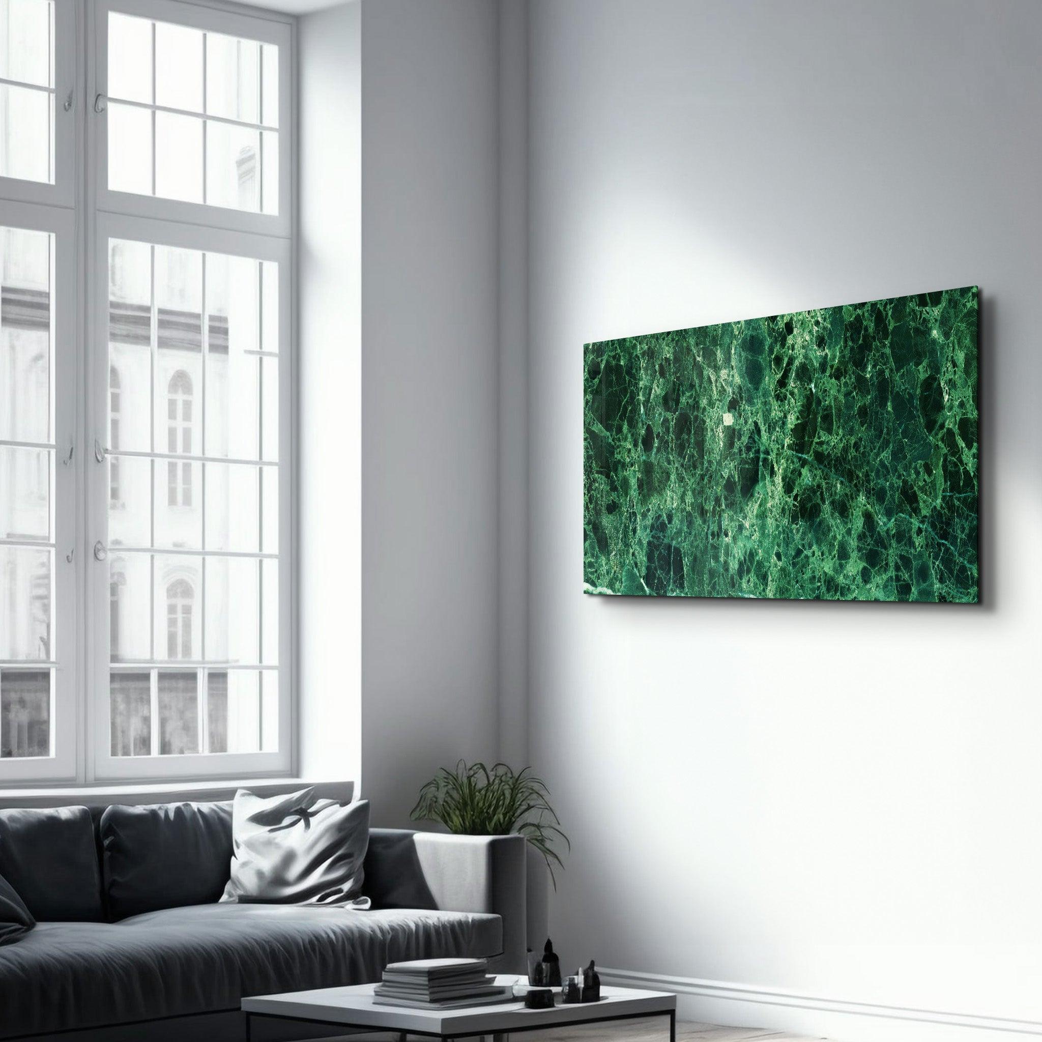 Green Marble | Glass Wall Art - Artdesigna