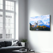 Beautiful view of Neuschwanstein castle in the Bavarian Alps, Germany | Glass Wall Art - Artdesigna