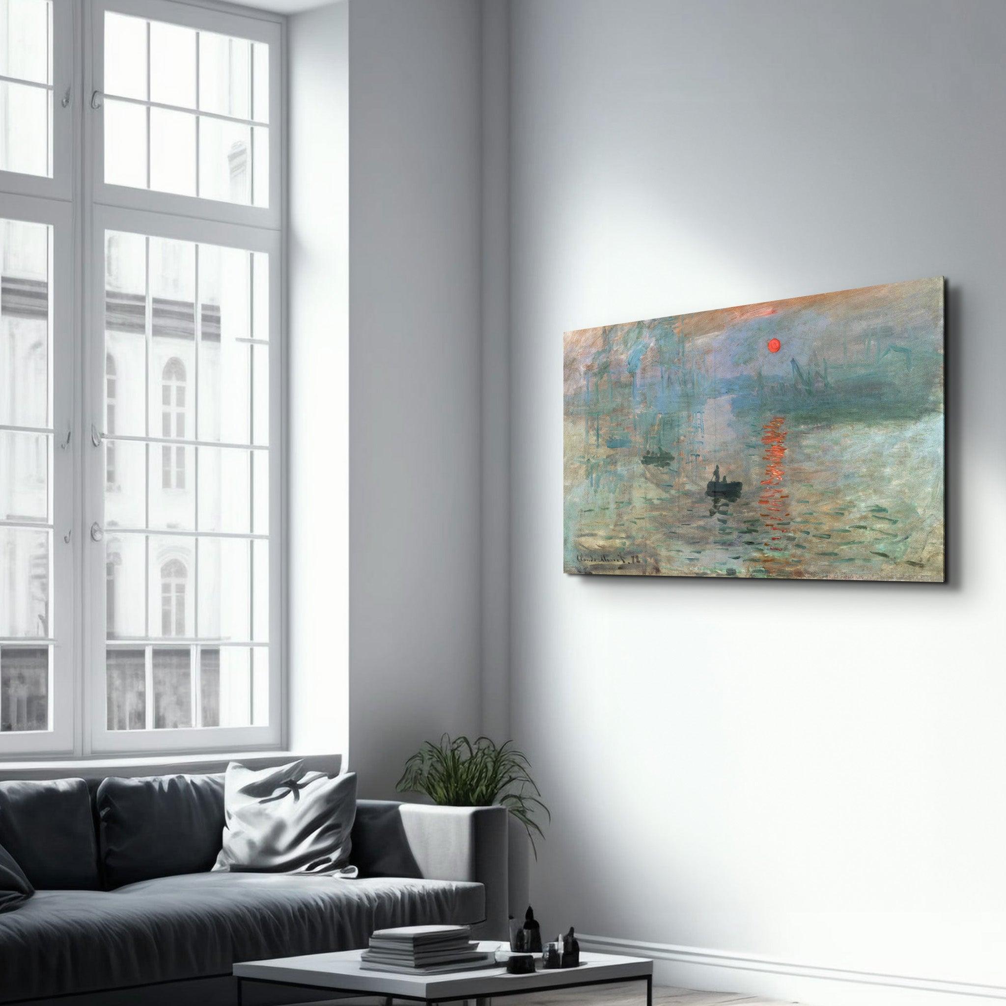 Claude Monet's Impression, Sunrise (1872) | Glass Wall Art - Artdesigna