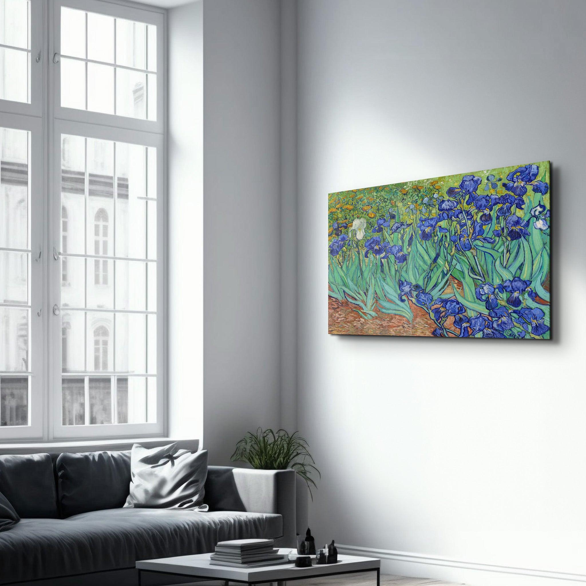 Irises (1889) by Vincent Van Gogh | Glass Wall Art - Artdesigna