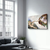 Michelangelo - The Creation of Adam | Glass Wall Art - Artdesigna