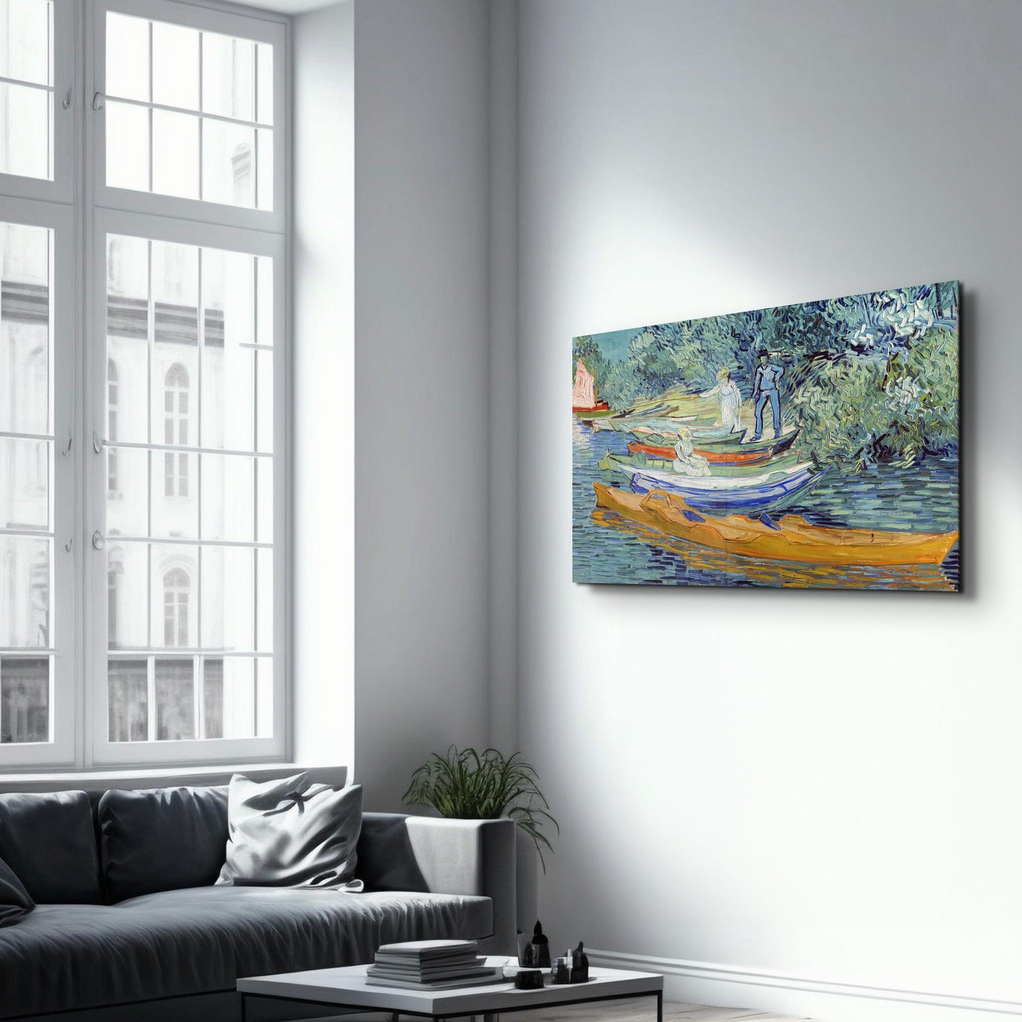 Vincent van Gogh's Bank of the Oise at Auvers (1890) | Glass Wall Art - Artdesigna