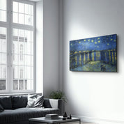 Vincent van Gogh's Starry Night Over the Rhône (1888) | Glass Wall Art - Artdesigna