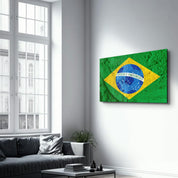 Flag Of Brazil | Glass Wall Art - Artdesigna