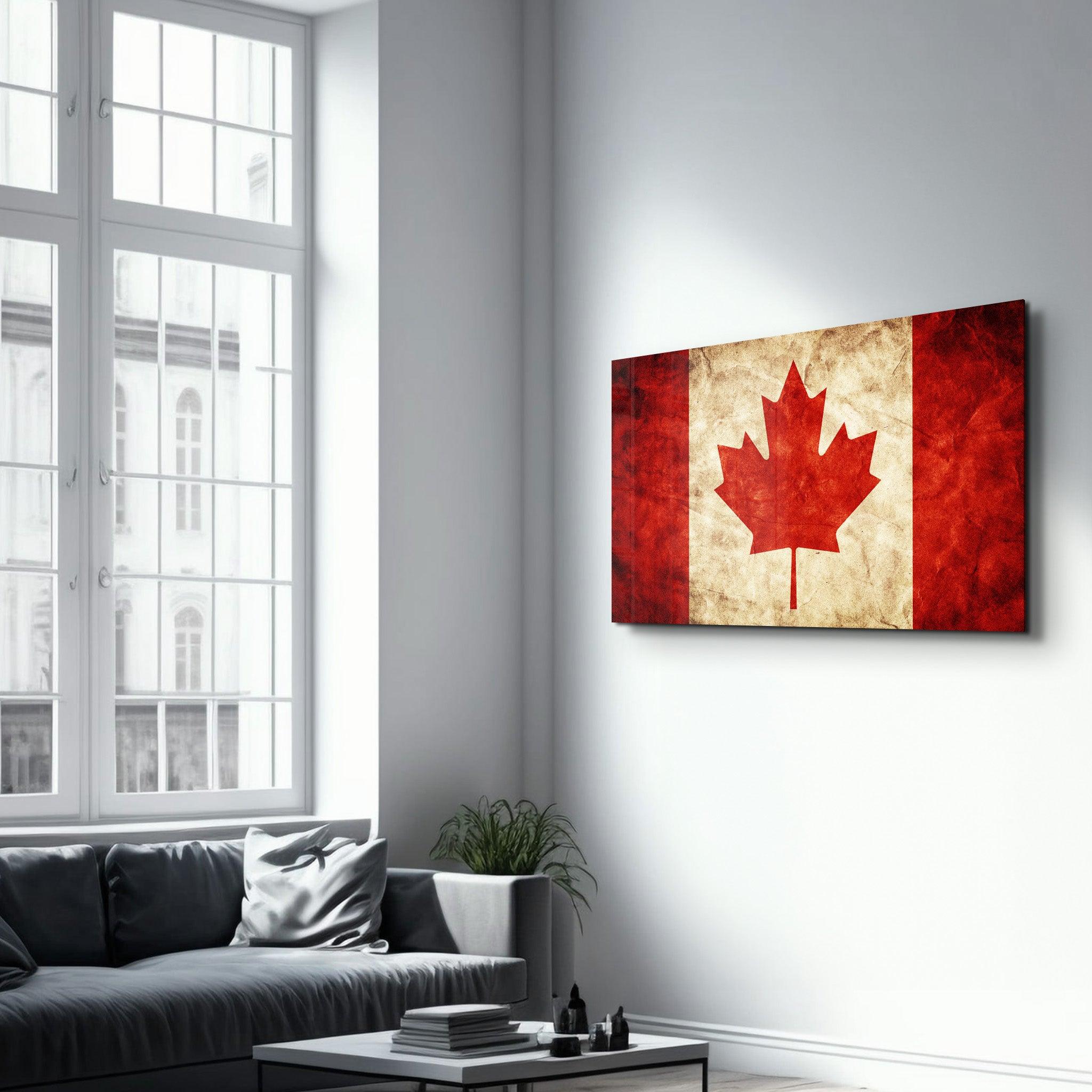 Flag Of Canada V2 | Glass Wall Art - Artdesigna