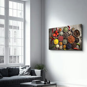 Colorful Spices | Glass Wall Art - Artdesigna