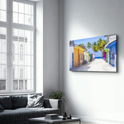 Oceanfront Alley | Glass Wall Art - Artdesigna