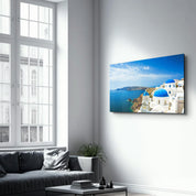 Thera From Santorini | Glass Wall Art - Artdesigna