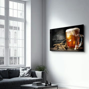 Bubbling Beer | Glass Wall Art - Artdesigna