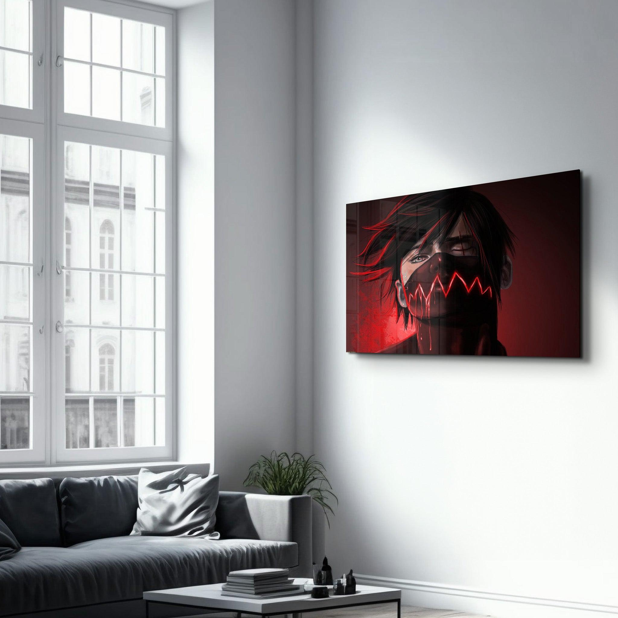 The Evil Behind The Red | Glass Wall Art - Artdesigna