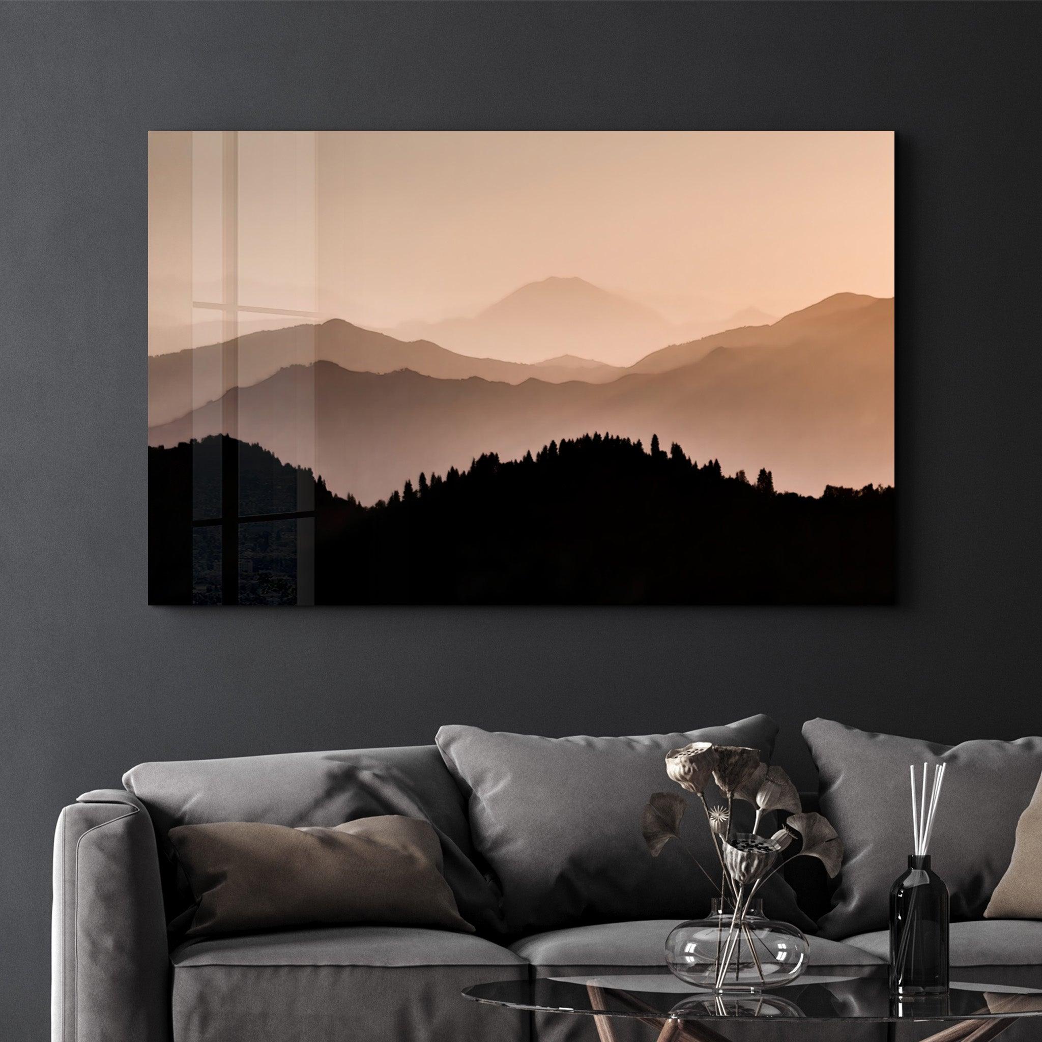 Black Mountains | Glass Wall Art - Artdesigna