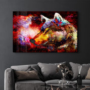 Abstract Colorful Wolf | Glass Wall Art - Artdesigna