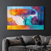 Abstract Colorful Trees | Glass Wall Art - Artdesigna