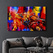 Abstract Colorful Iguana | Glass Wall Art - Artdesigna