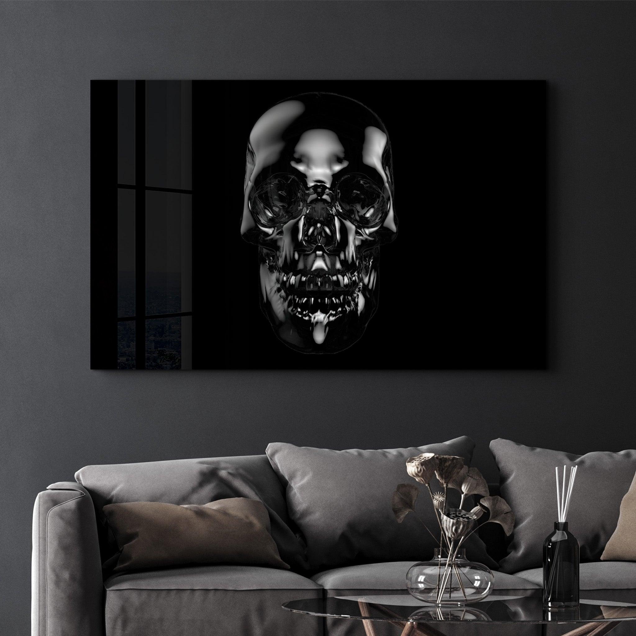 The Black Skull | Glass Wall Art - Artdesigna