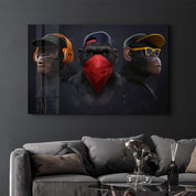 Monkeys Gang | Glass Wall Art - Artdesigna