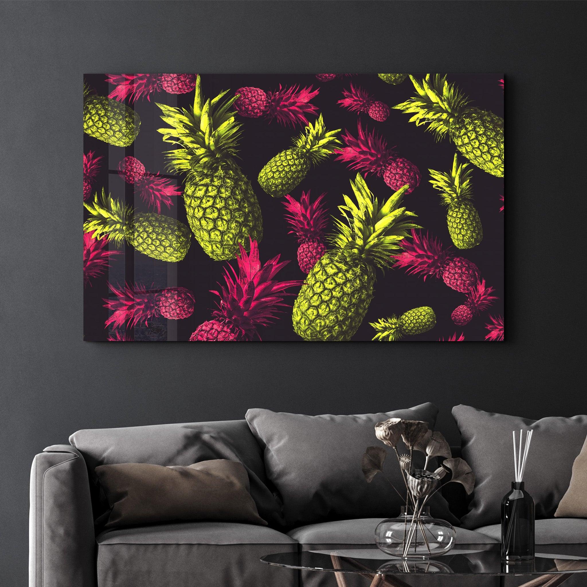 The Pineapples | Glass Wall Art - Artdesigna