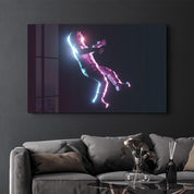 Astronaut Neon | Glass Wall Art - Artdesigna