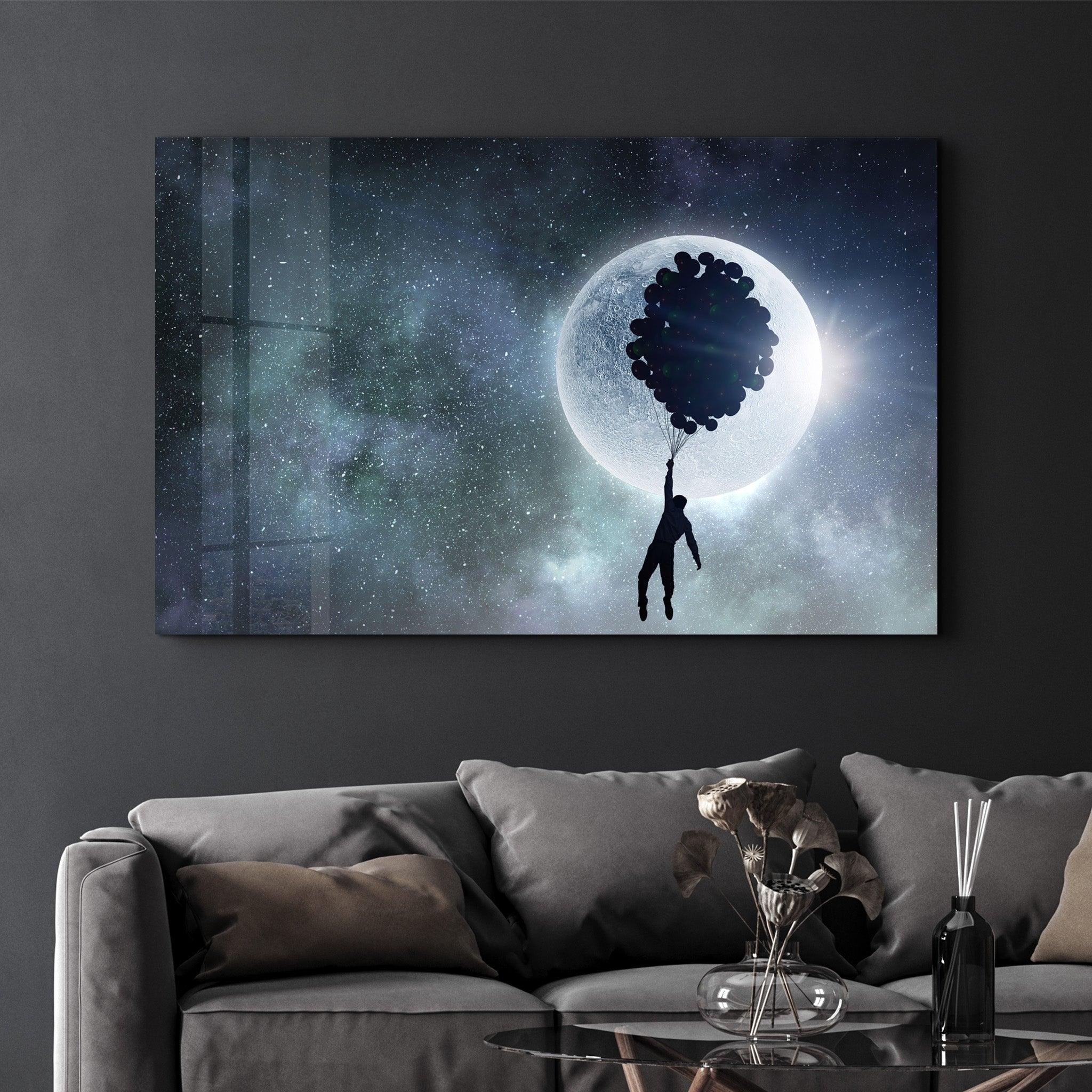 To The Moon | Glass Wall Art - Artdesigna