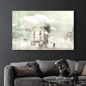 The Foggy Building | Glass Wall Art - Artdesigna